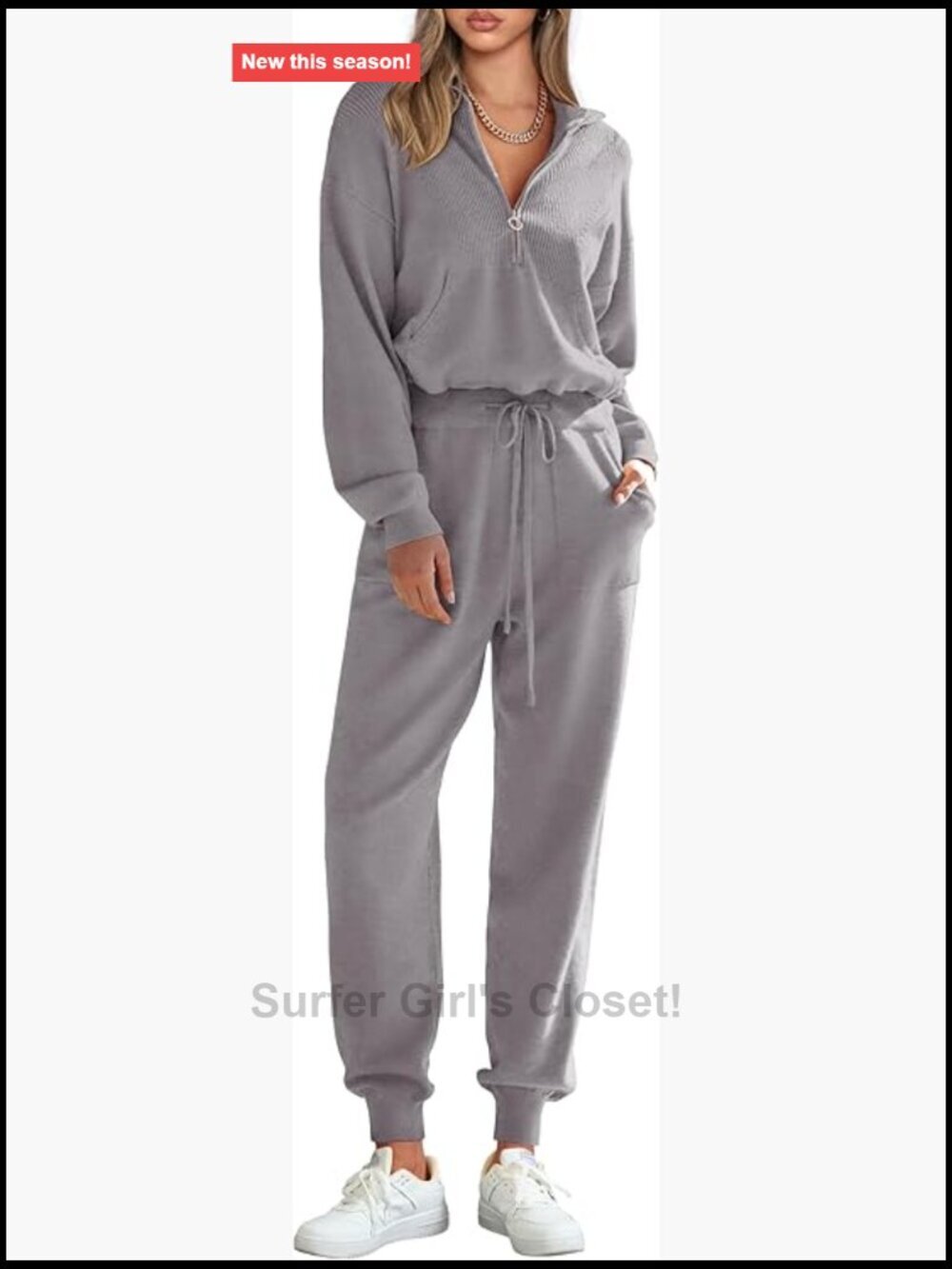 Women's 2 Piece Sweater Set Zip Up Sweatshirt Jogger Sweatpants Tracksuit